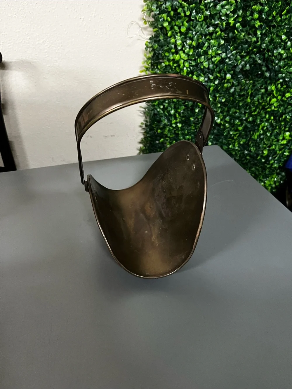 Vintage Handmade Brass Basket Holder with Handle and Claw Feet